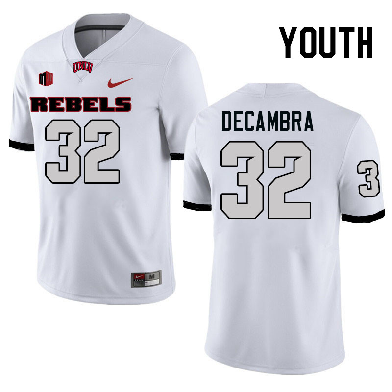 Youth #32 Kodi DeCambra UNLV Rebels College Football Jerseys Stitched-White